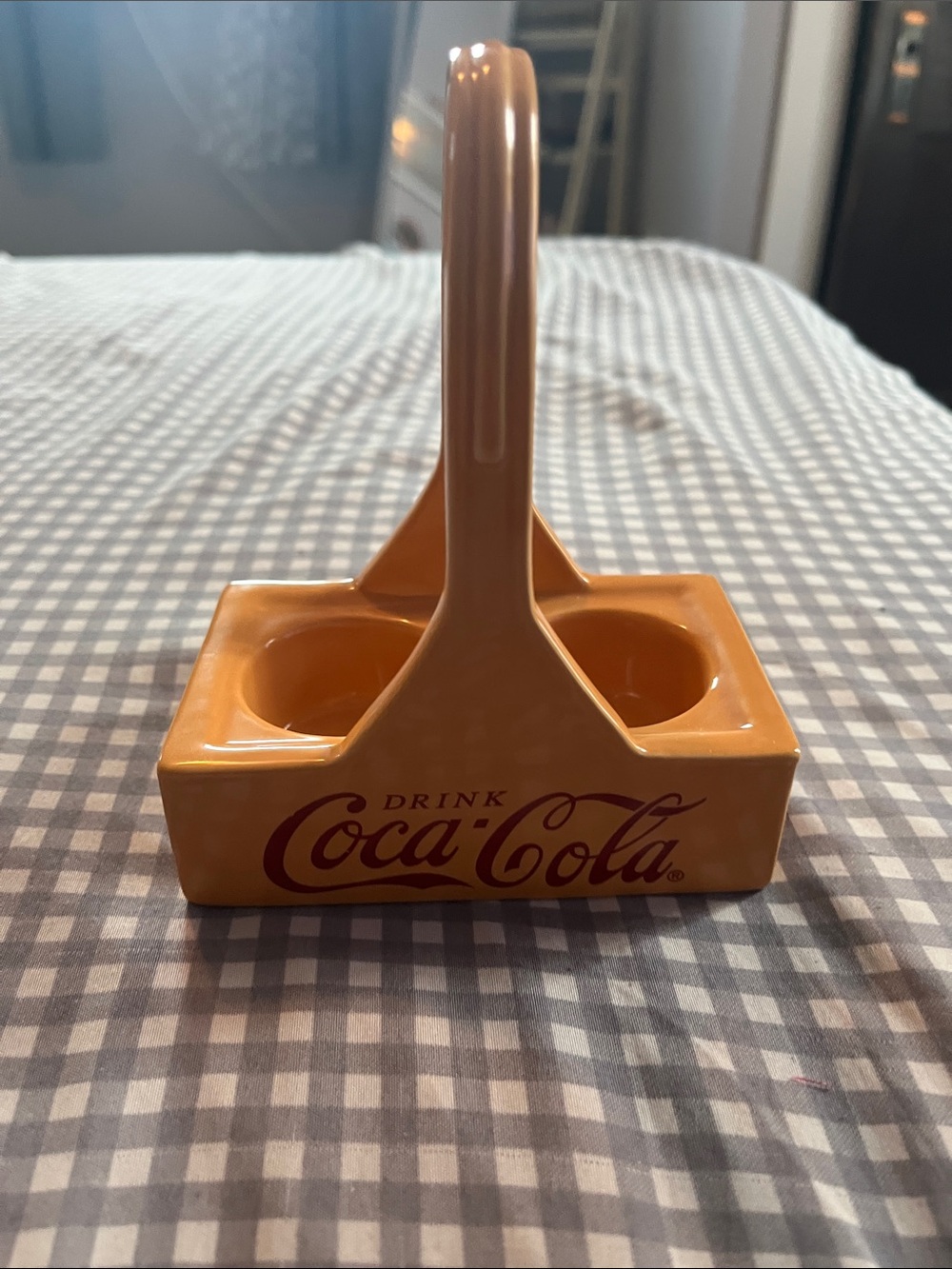 Coca Cola Yellowish/Orange Ceramic holder replacement for salt & pepper shakers